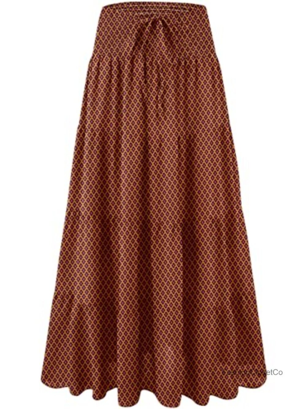 High-Waist Ruffle Maxi Skirt Pleated Boho Flowy Long Skirt with Drawstring